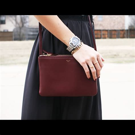 celine burgundy trio bag|celine trio crossbody bag online.